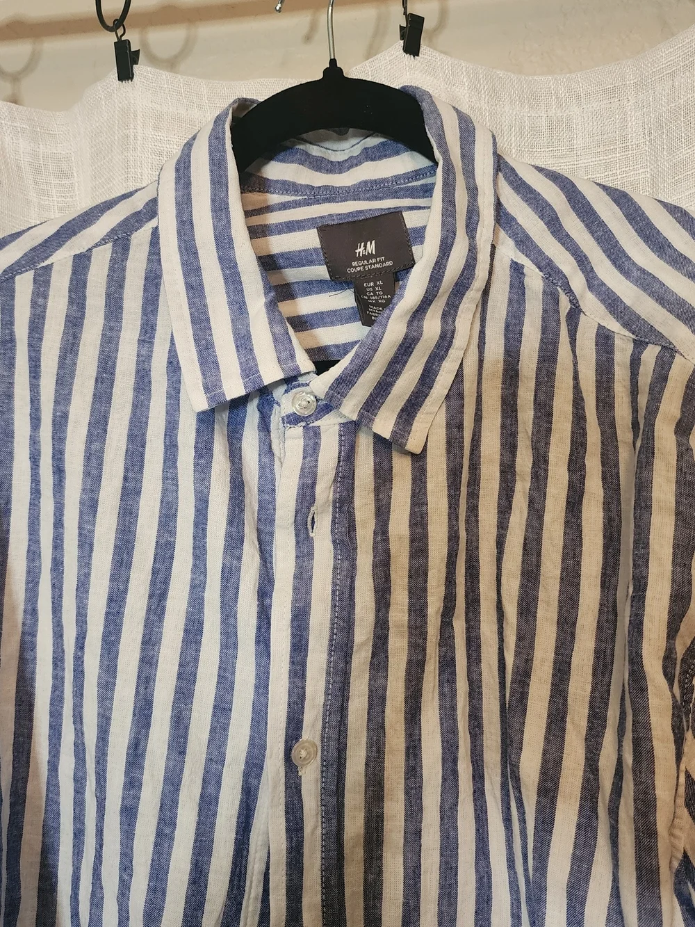 H&M Blue and White Vertical Stripe Button-Down Shirt